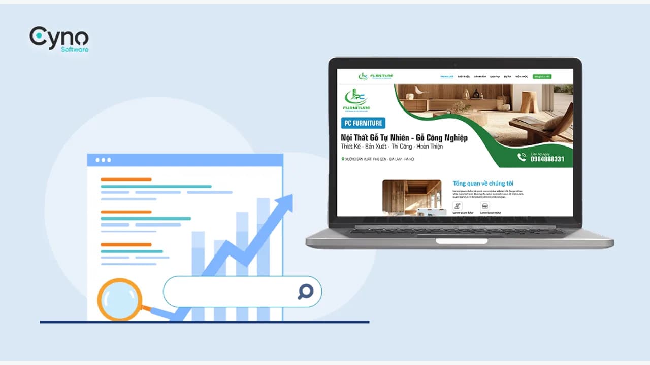 Website PC Furniture trong bài giới thiệu dự án của Cyno