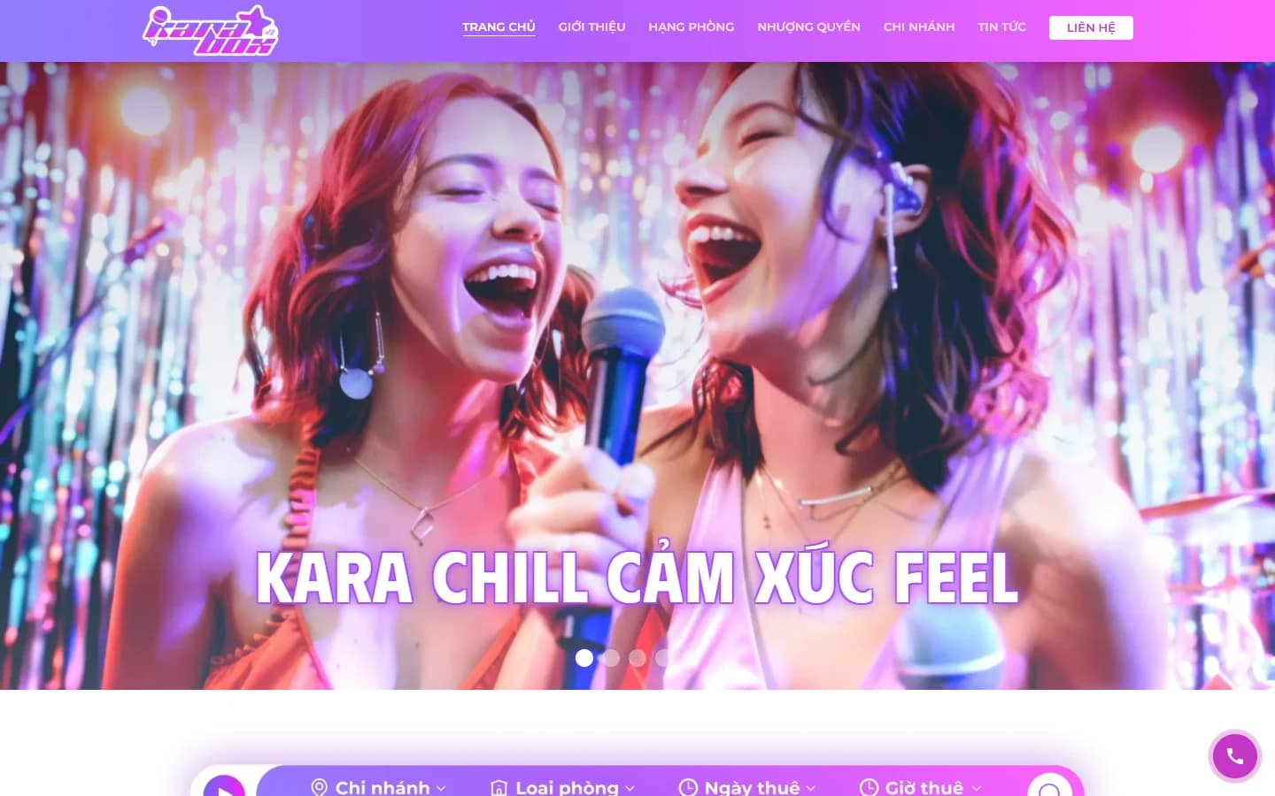 Ảnh chụp giao diện trang chủ website Karabox