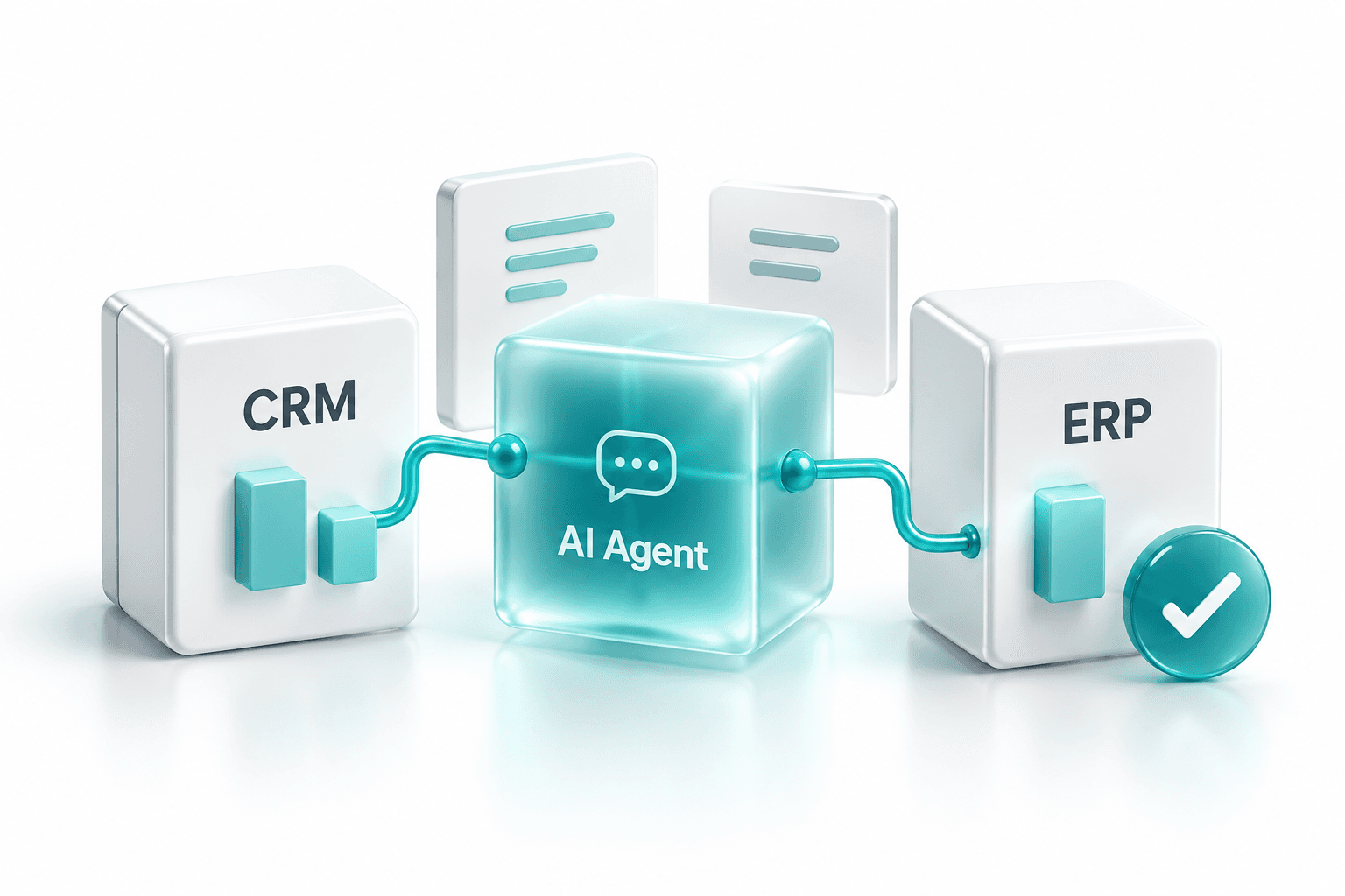 Dữ liệu CRM và ERP đi qua AI Agent trước khi nhân viên phê duyệt