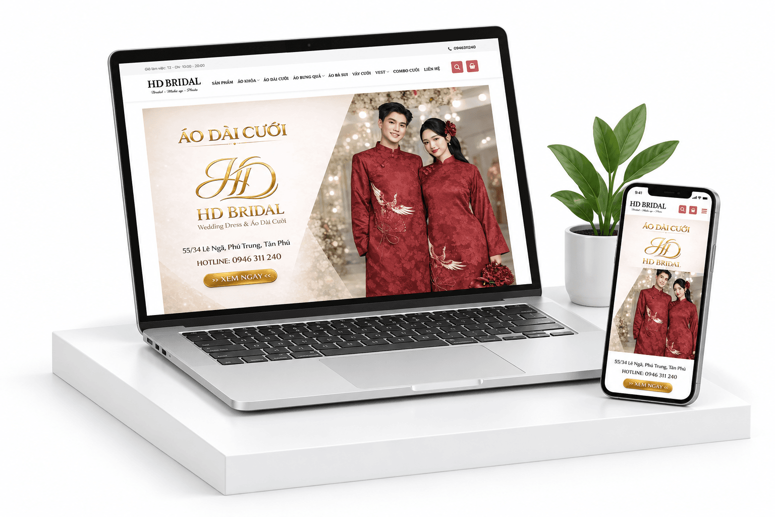 Hình minh họa giao diện website HD Bridal