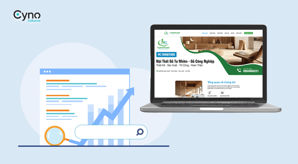 Website PC Furniture trong bài giới thiệu dự án của Cyno