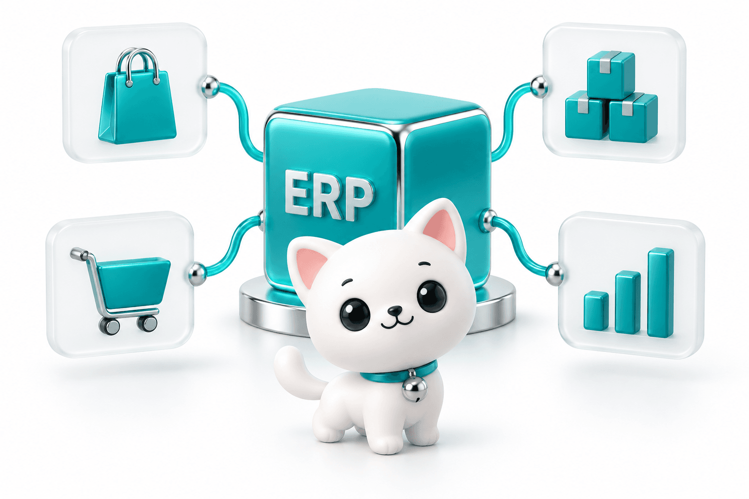 Linh vật Cyno và sơ đồ kết nối các phân hệ ERP