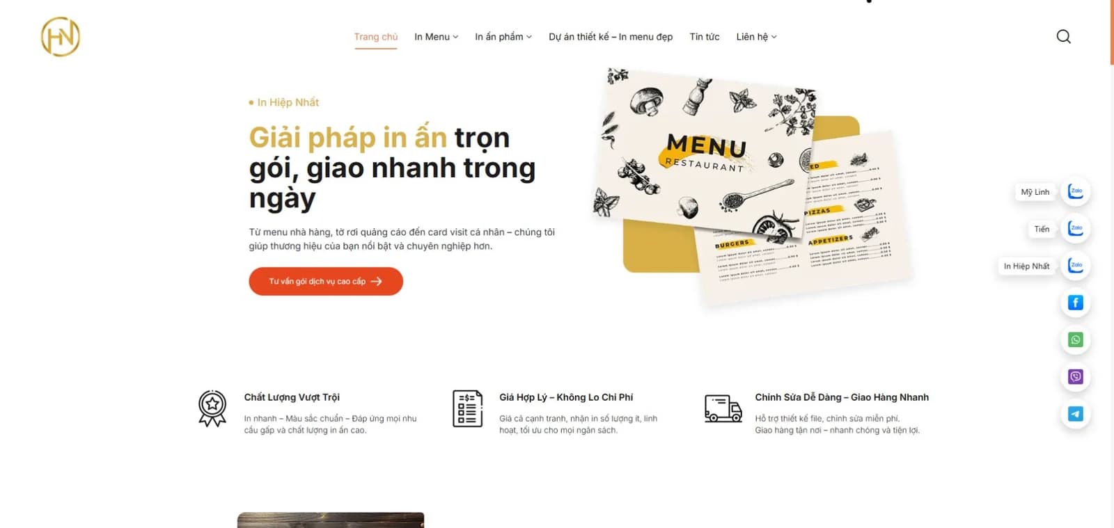 Website In Hiệp Nhất — dự án SEO ngành in ấn của Cyno