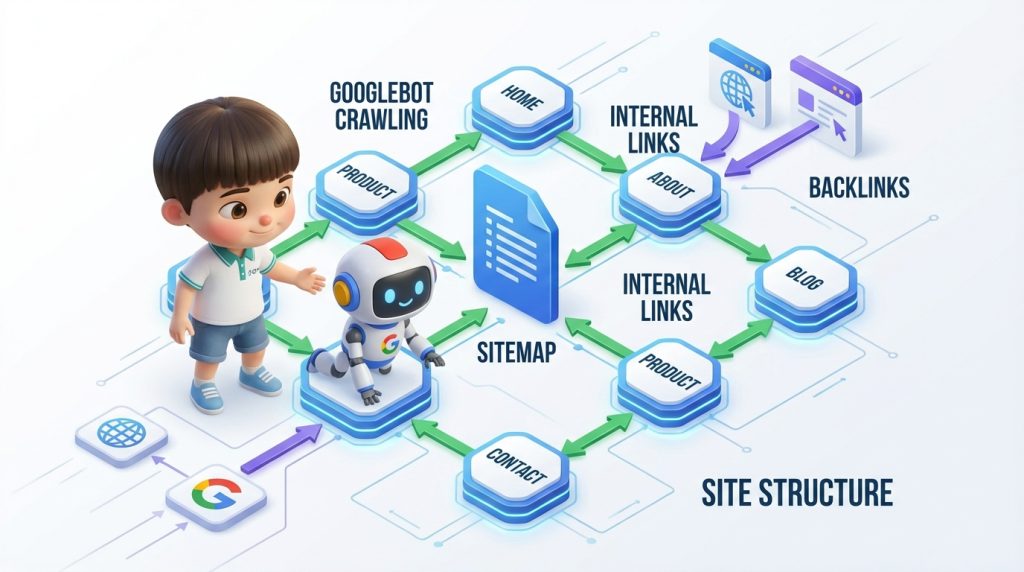 Giai đoạn crawl là quá trình Googlebot thu thập dữ liệu website