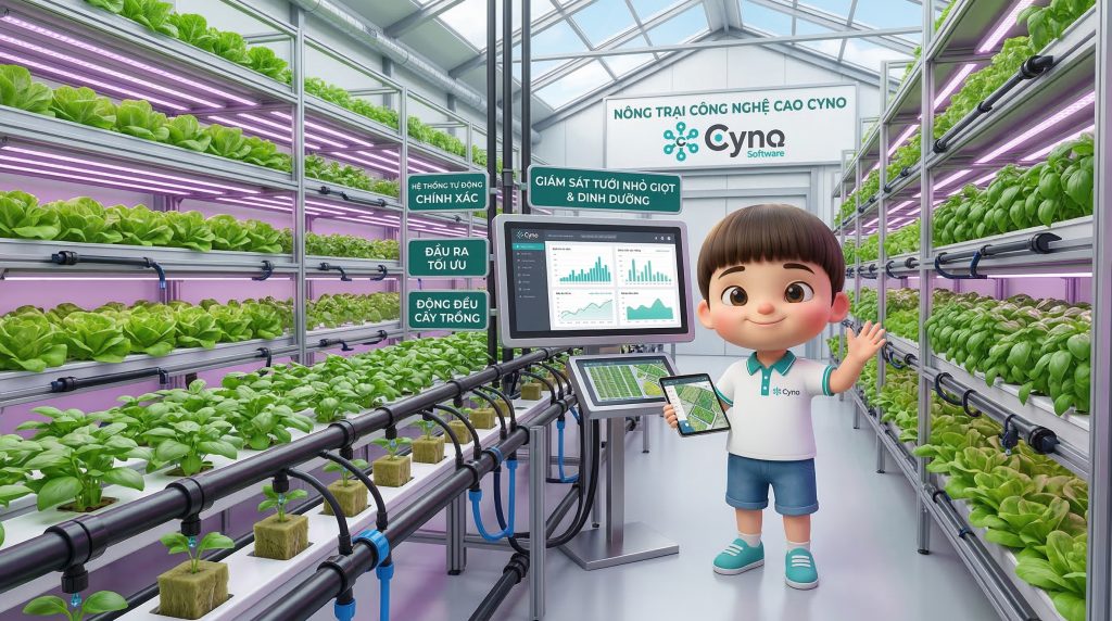 Hệ thống tưới tự động giúp tối ưu nước tưới và dinh dưỡng trong mô hình nông nghiệp công nghệ cao.