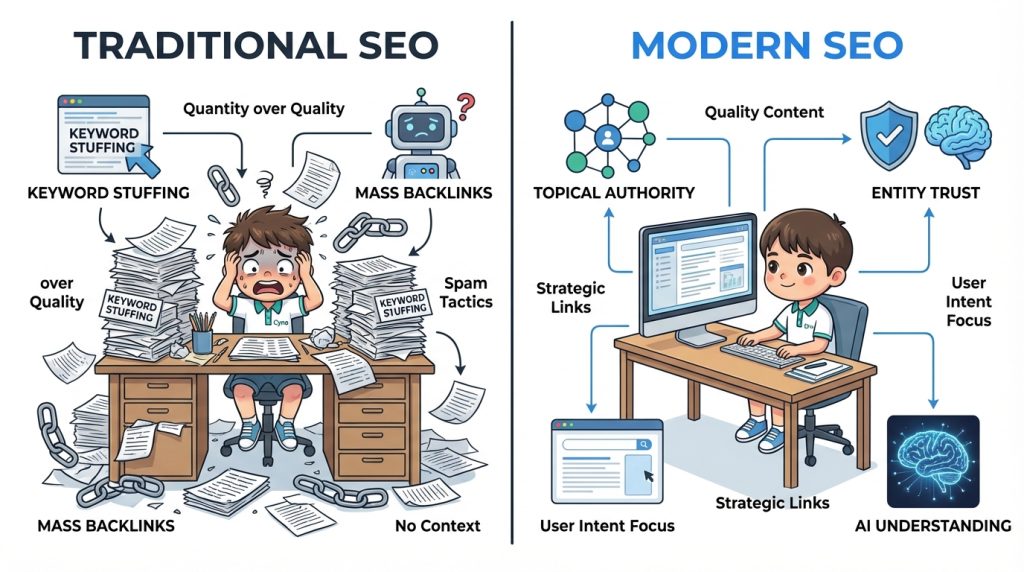 So sánh SEO truyền thống và SEO hiện đại trong thời đại Google AI