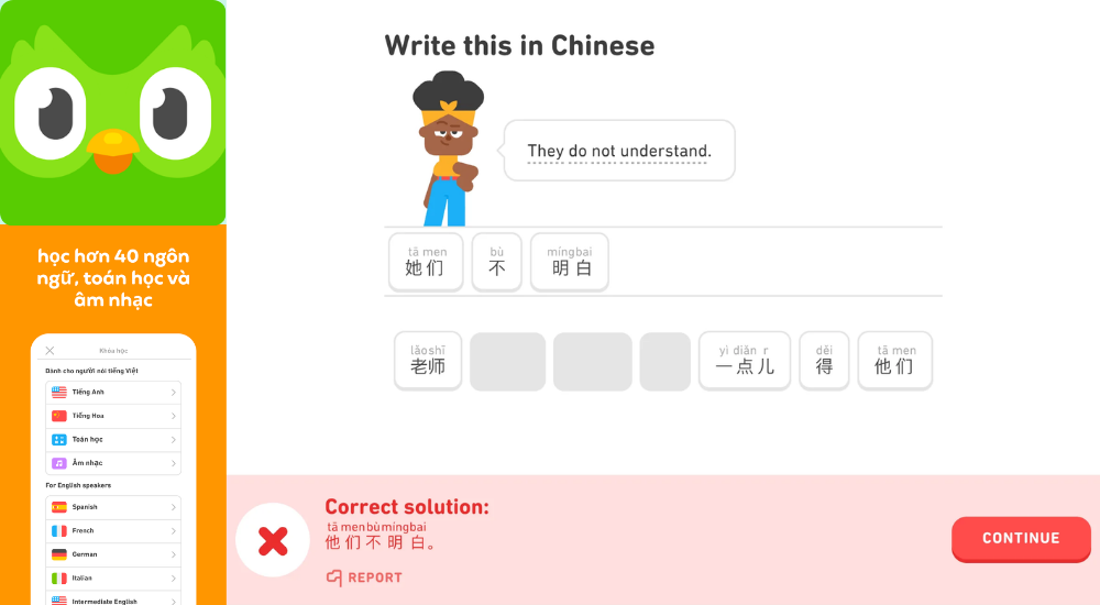 Duolingo học tiếng trung