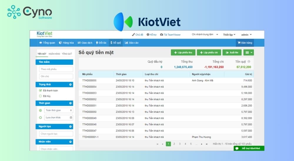Phần mềm quản lý thu chi KiotViet