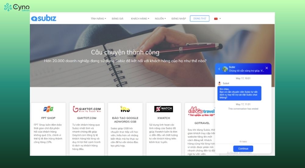 nền tảng live chat miễn phí subiz