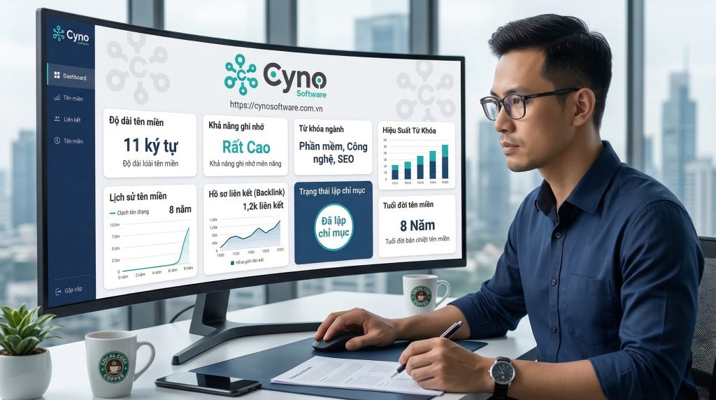 Góc nhìn SEO khi chọn tên miền, bao gồm độ dài, khả năng nhận diện, lịch sử domain và độ an toàn cho chiến lược SEO lâu dài.