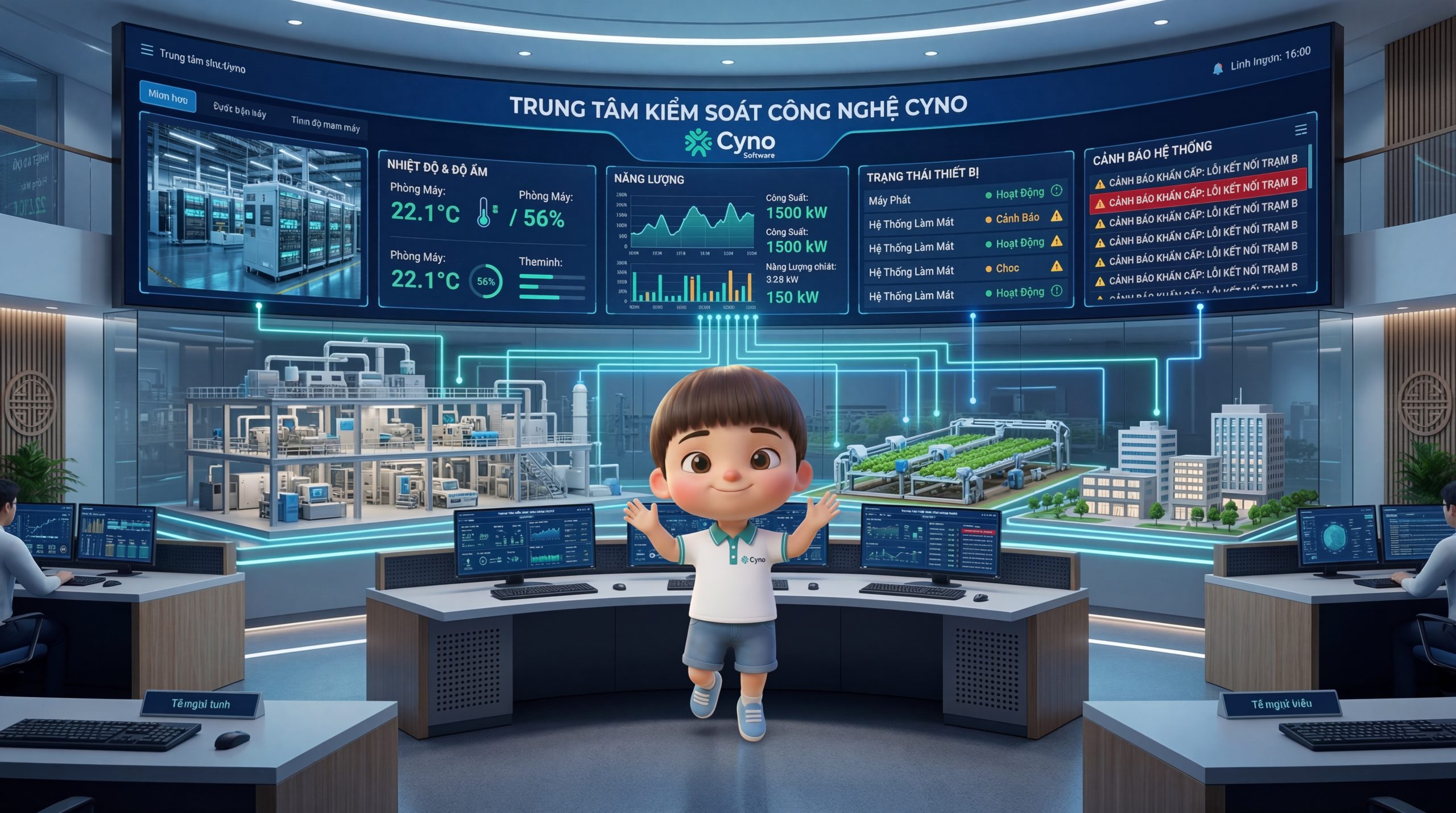 Hình ảnh minh họa hệ thống IoT giúp doanh nghiệp giám sát dữ liệu, thiết bị và vận hành thông minh theo thời gian thực.