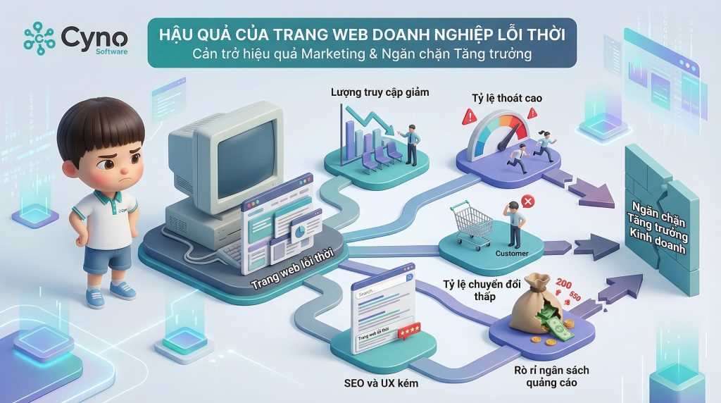 Website lỗi thời và điểm nghẽn tăng trưởng